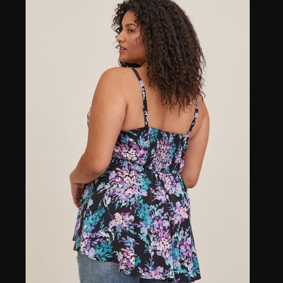 TORRID FLORAL PEPLUM STUDIO CREPE DE CHINE TOP - Picture 4 of 7